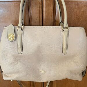 Coach Leather Brooklyn Carryall in Light Pink Beige with Gold Hardware